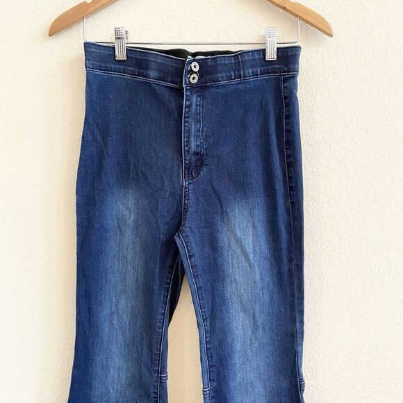 Umgee Women’s Flare Bell Bottom High Rise‎ Dark Blue Raw Hem  Women’s Jeans SZ 7 - Picture 4 of 12